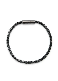 Ruthenium-plated box chain bracelet