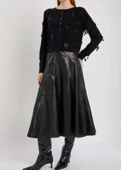 Ryma panelled leather midi skirt