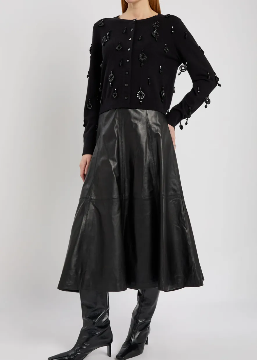 Ryma panelled leather midi skirt