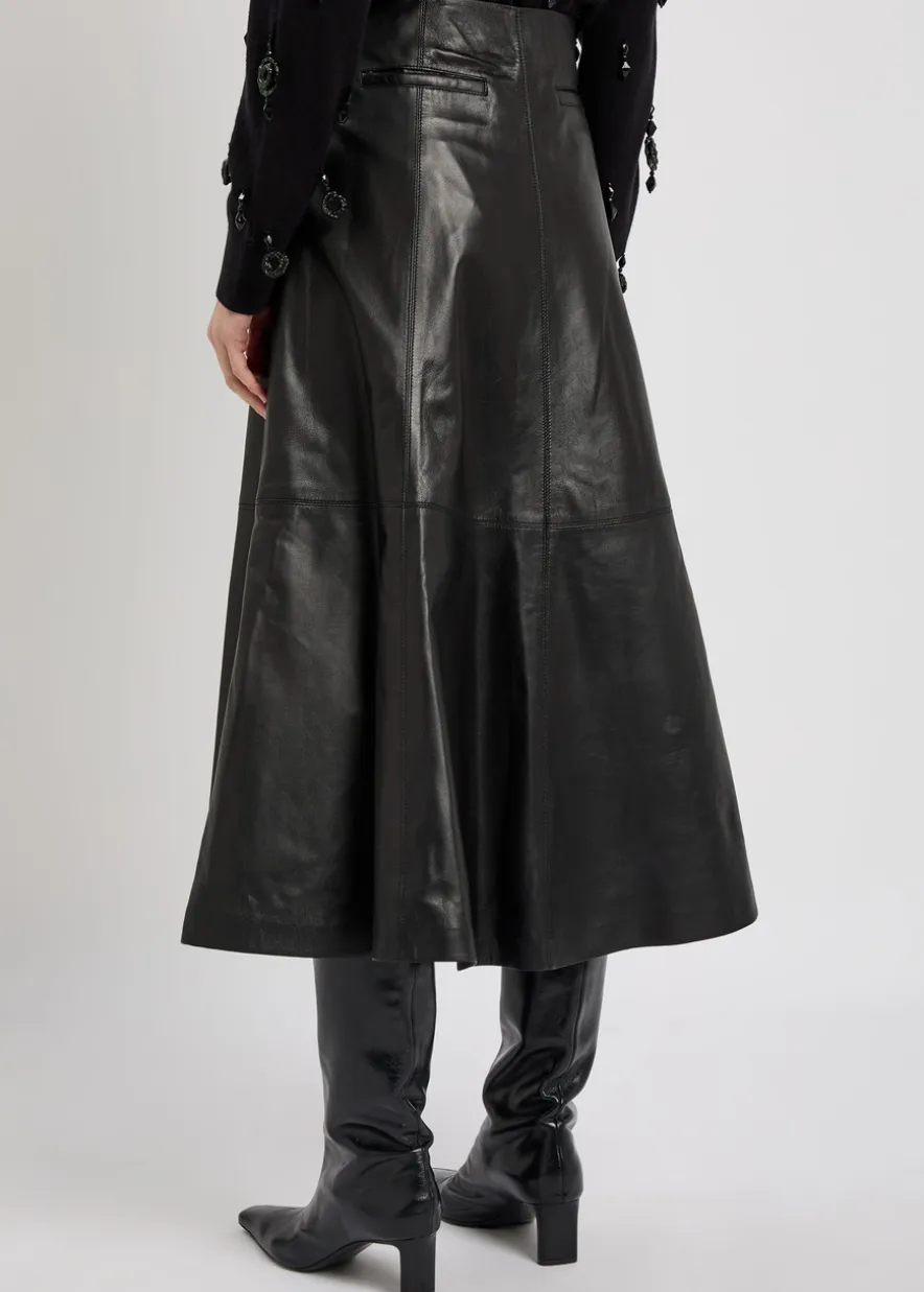 Ryma panelled leather midi skirt
