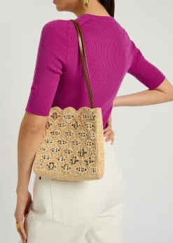 Sac A Main embellished raffia shoulder bag