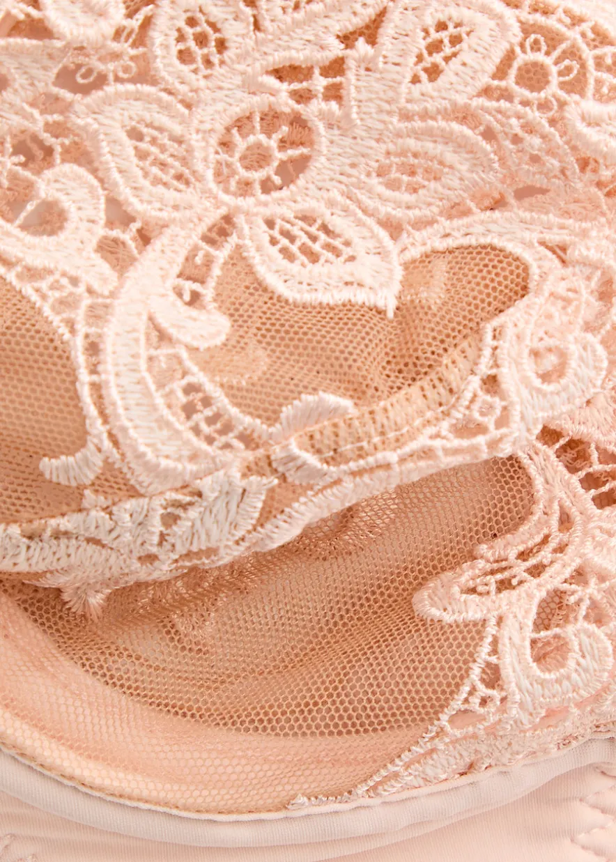 Saga guipure-lace underwired bra