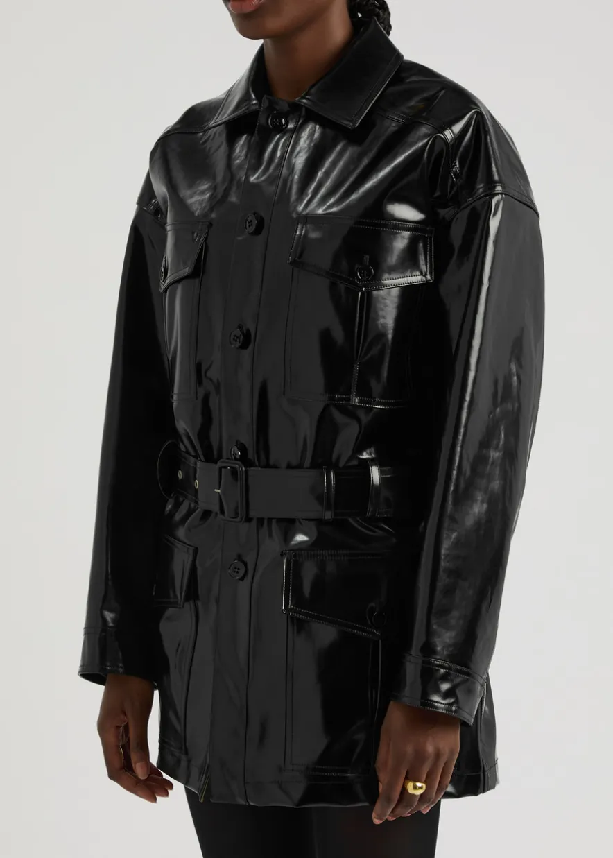 Saharienne belted vinyl jacket