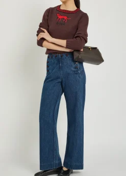 Sailor wide-leg denim trousers