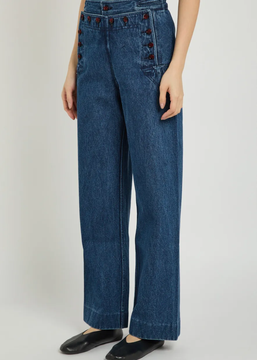 Sailor wide-leg denim trousers