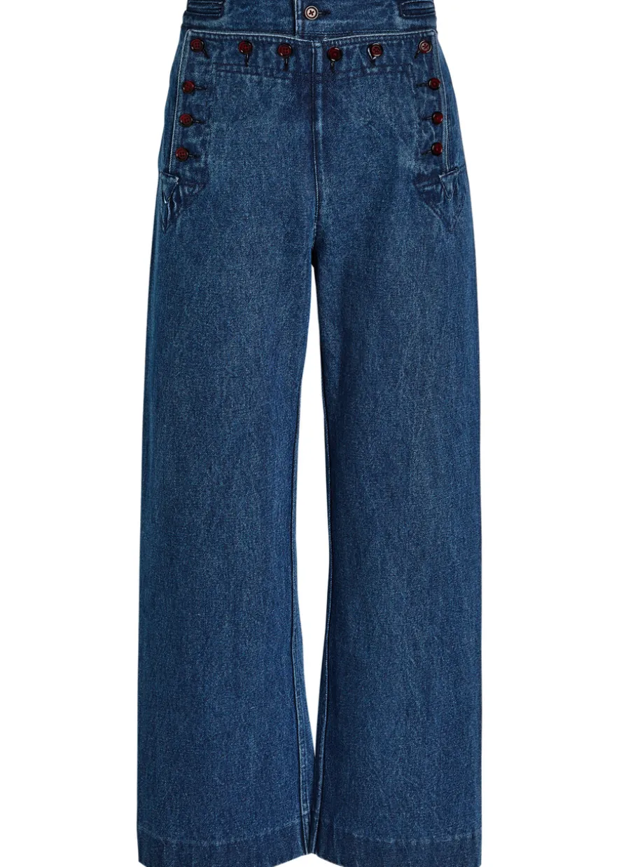 Sailor wide-leg denim trousers