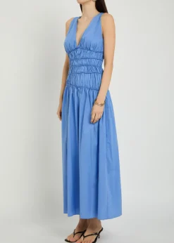 Saja smocked cotton maxi dress