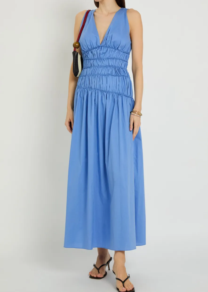 Saja smocked cotton maxi dress