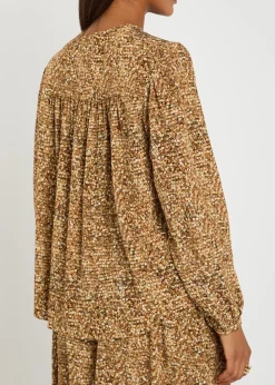 Sally printed silk-chiffon top