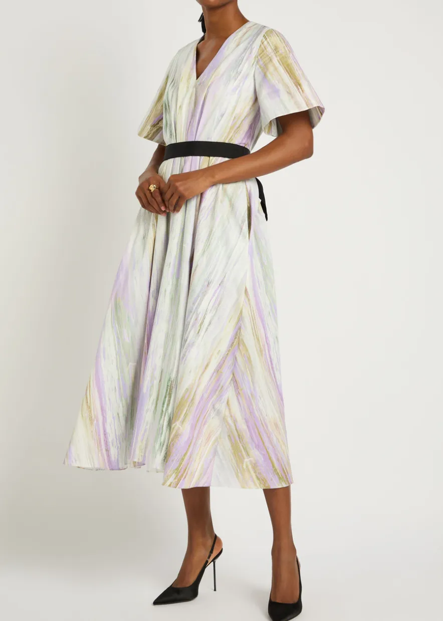 Sana printed cotton-poplin midi dress