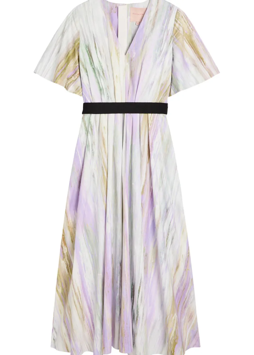 Sana printed cotton-poplin midi dress