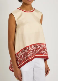 San Carlo printed silk-twill top