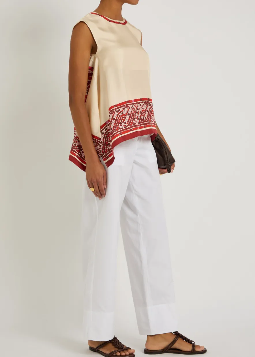San Carlo printed silk-twill top