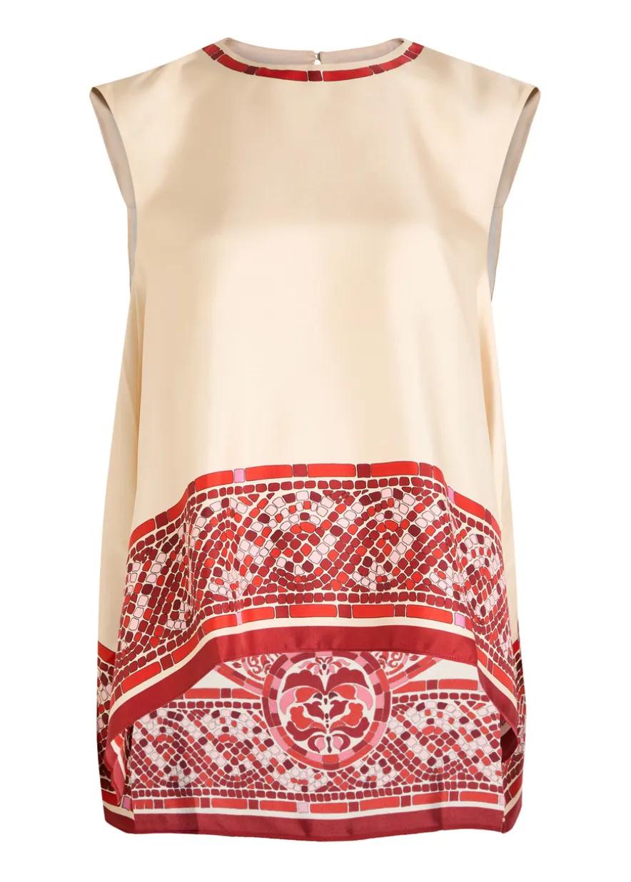San Carlo printed silk-twill top