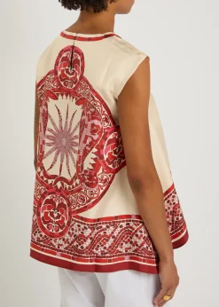 San Carlo printed silk-twill top