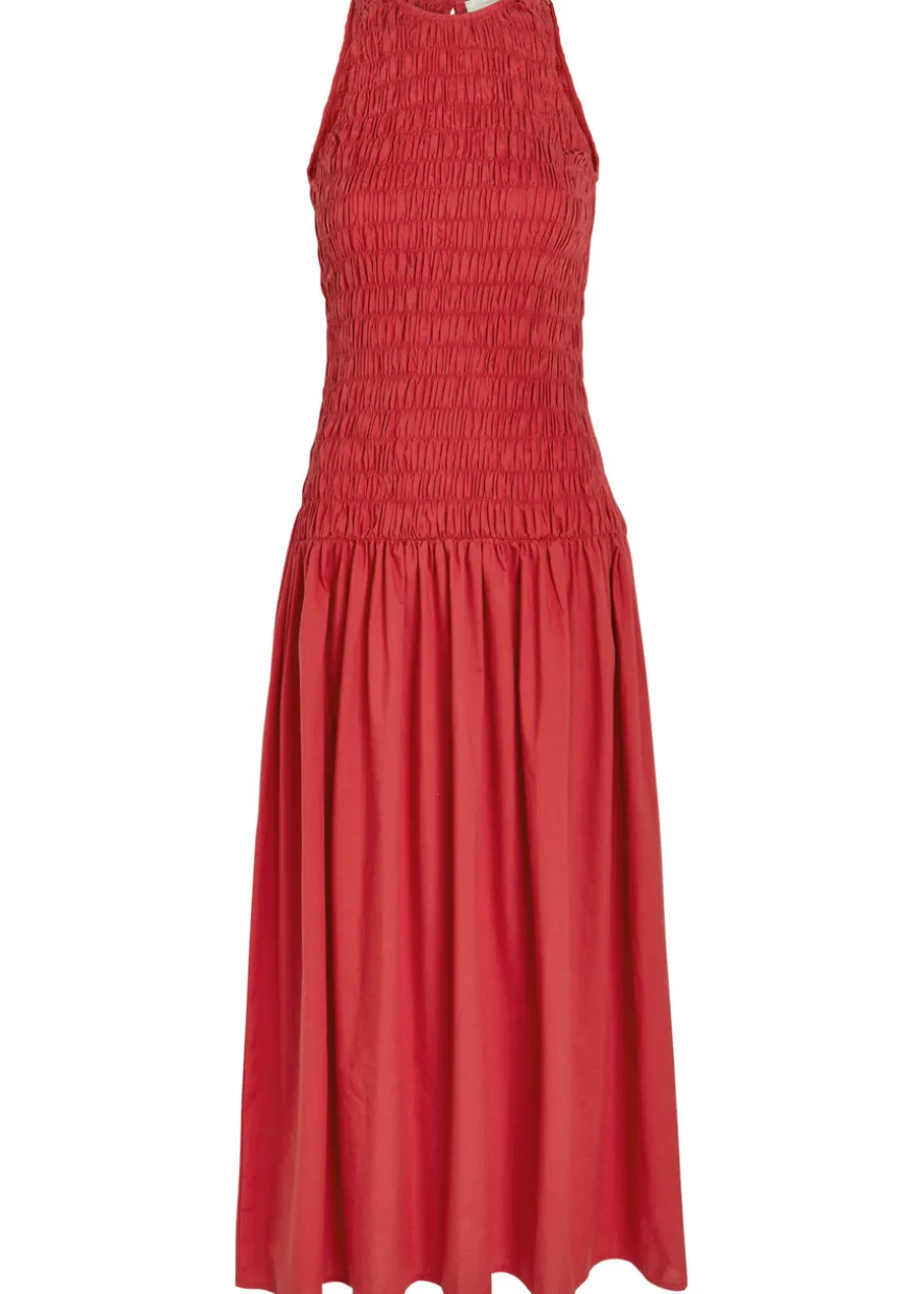 Sanchia shirred cotton midi dress