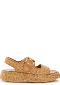 Sandalo leather-trim raffia flatform sandals
