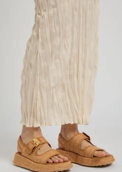 Sandalo leather-trim raffia flatform sandals