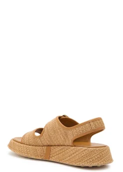 Sandalo leather-trim raffia flatform sandals
