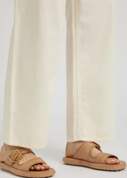 Sandalo leather-trim raffia sandals