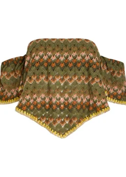 Sand Dollar embroidered open-knit cotton-blend top