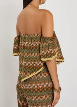 Sand Dollar embroidered open-knit cotton-blend top