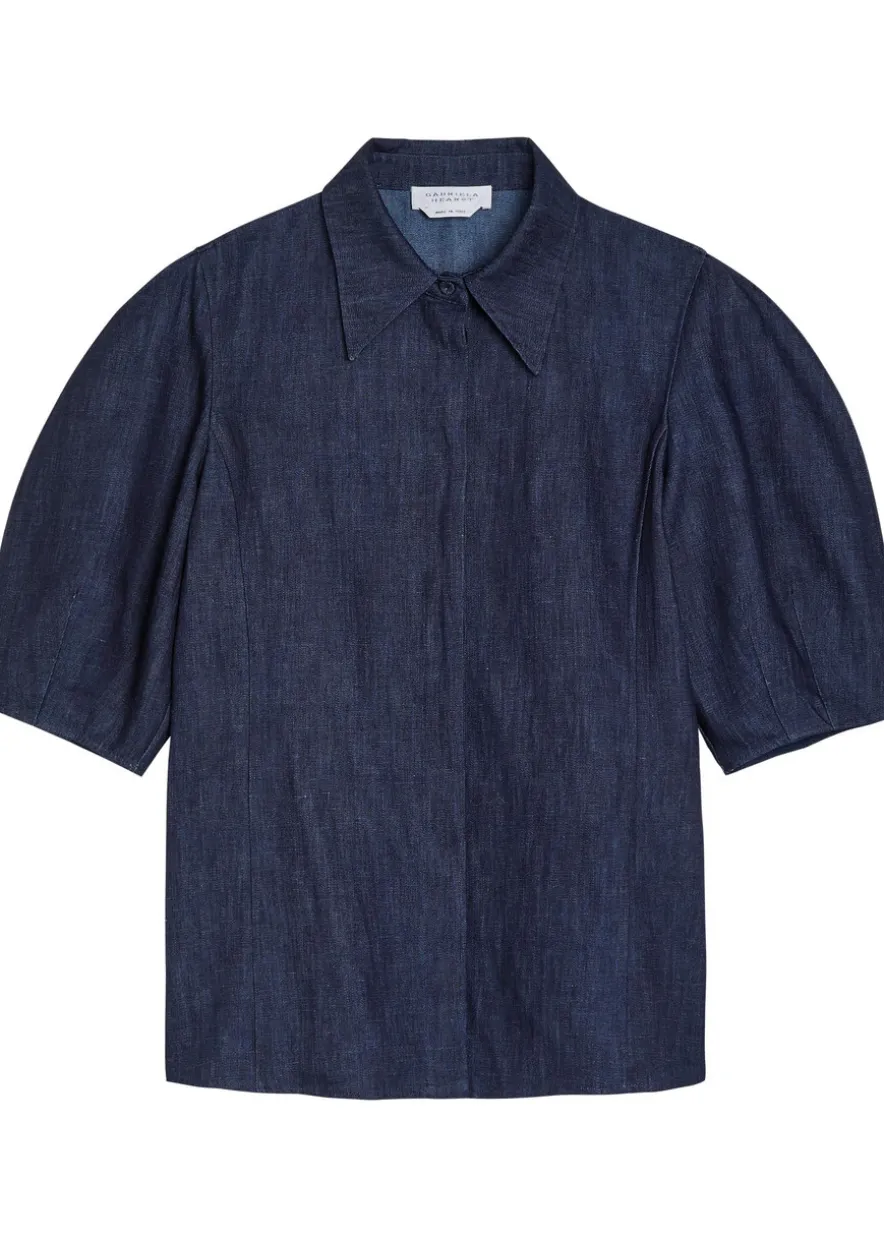 Sansi cotton and linen-blend top