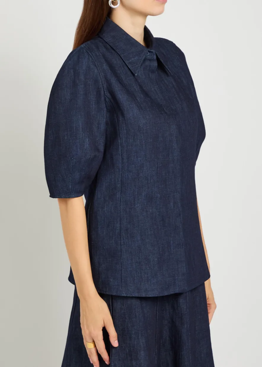 Sansi cotton and linen-blend top