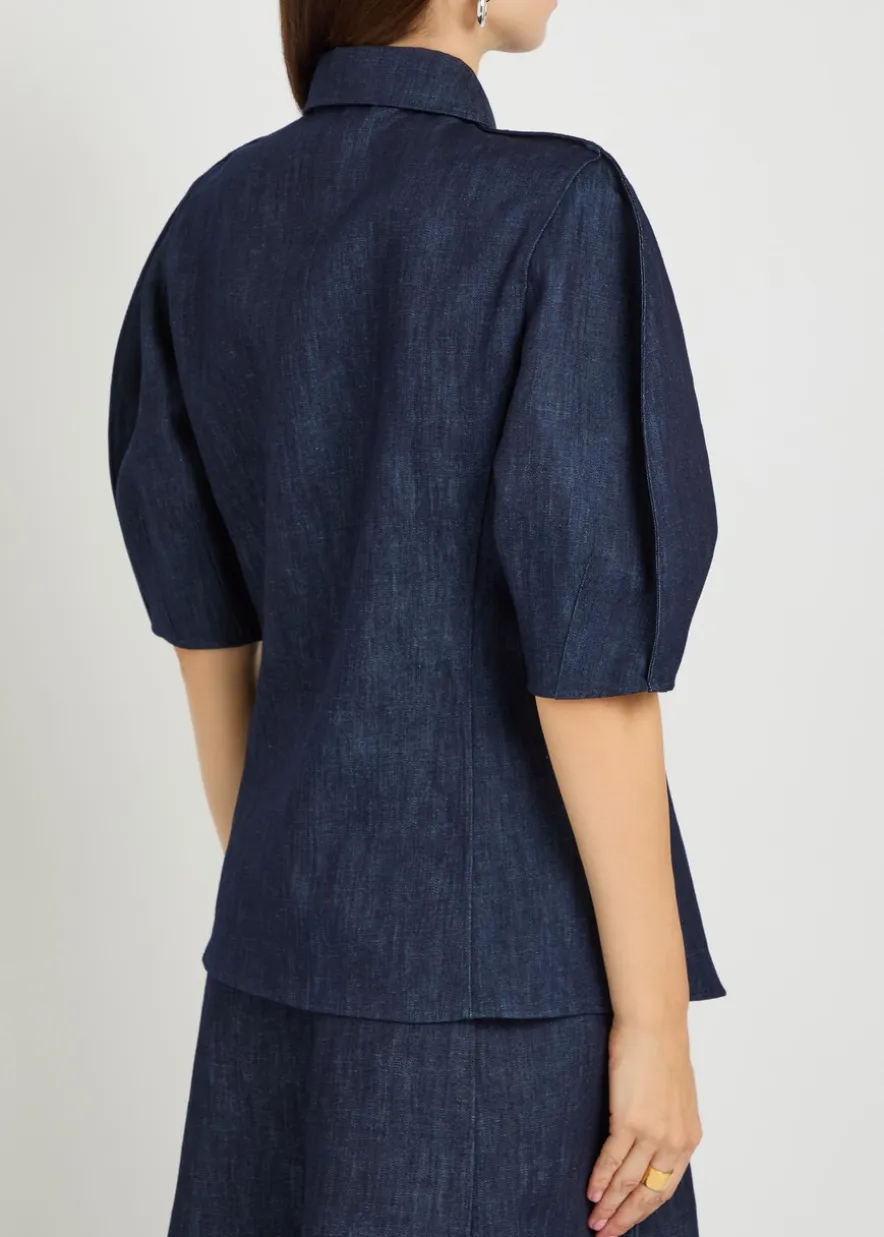 Sansi cotton and linen-blend top