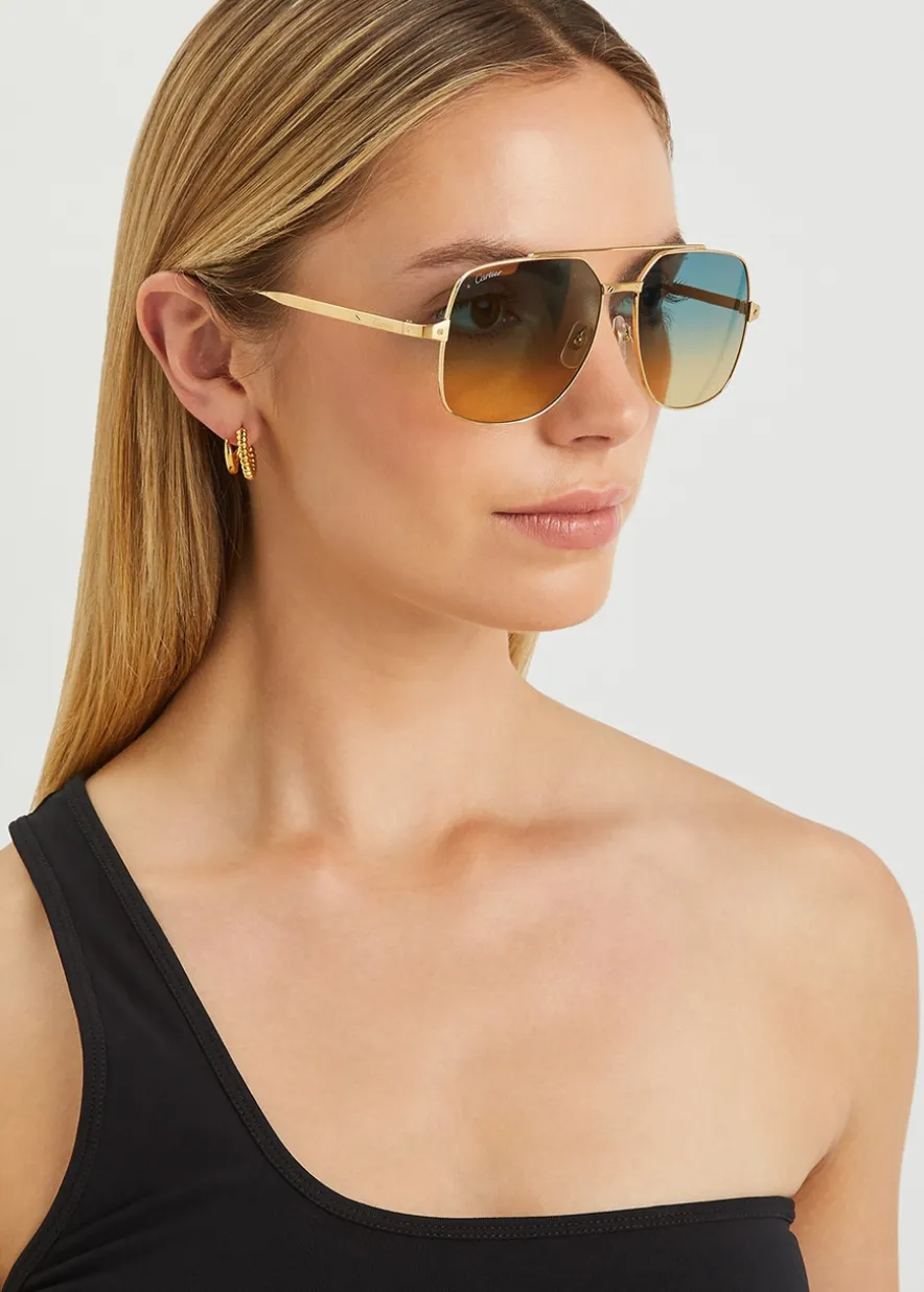 Santos De Cartier gold-tone aviator-style sunglasses