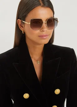 Santos De Cartier gold-tone square-frame sunglasses