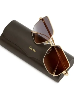 Santos De Cartier gold-tone square-frame sunglasses