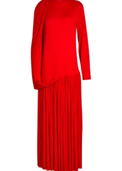 Sara draped fine-knit maxi dress