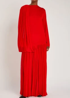 Sara draped fine-knit maxi dress