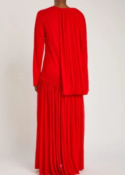 Sara draped fine-knit maxi dress