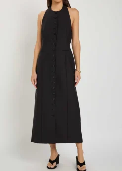 Sarah halterneck wool and silk-blend midi dress