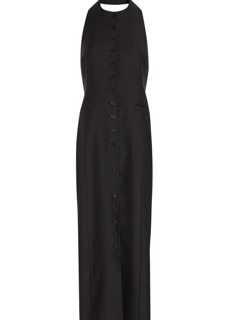Sarah halterneck wool and silk-blend midi dress