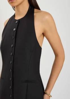 Sarah halterneck wool and silk-blend midi dress
