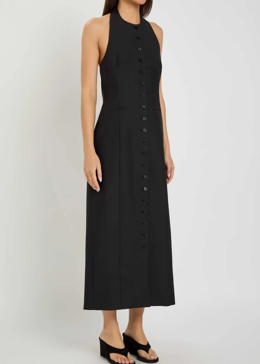 Sarah halterneck wool and silk-blend midi dress