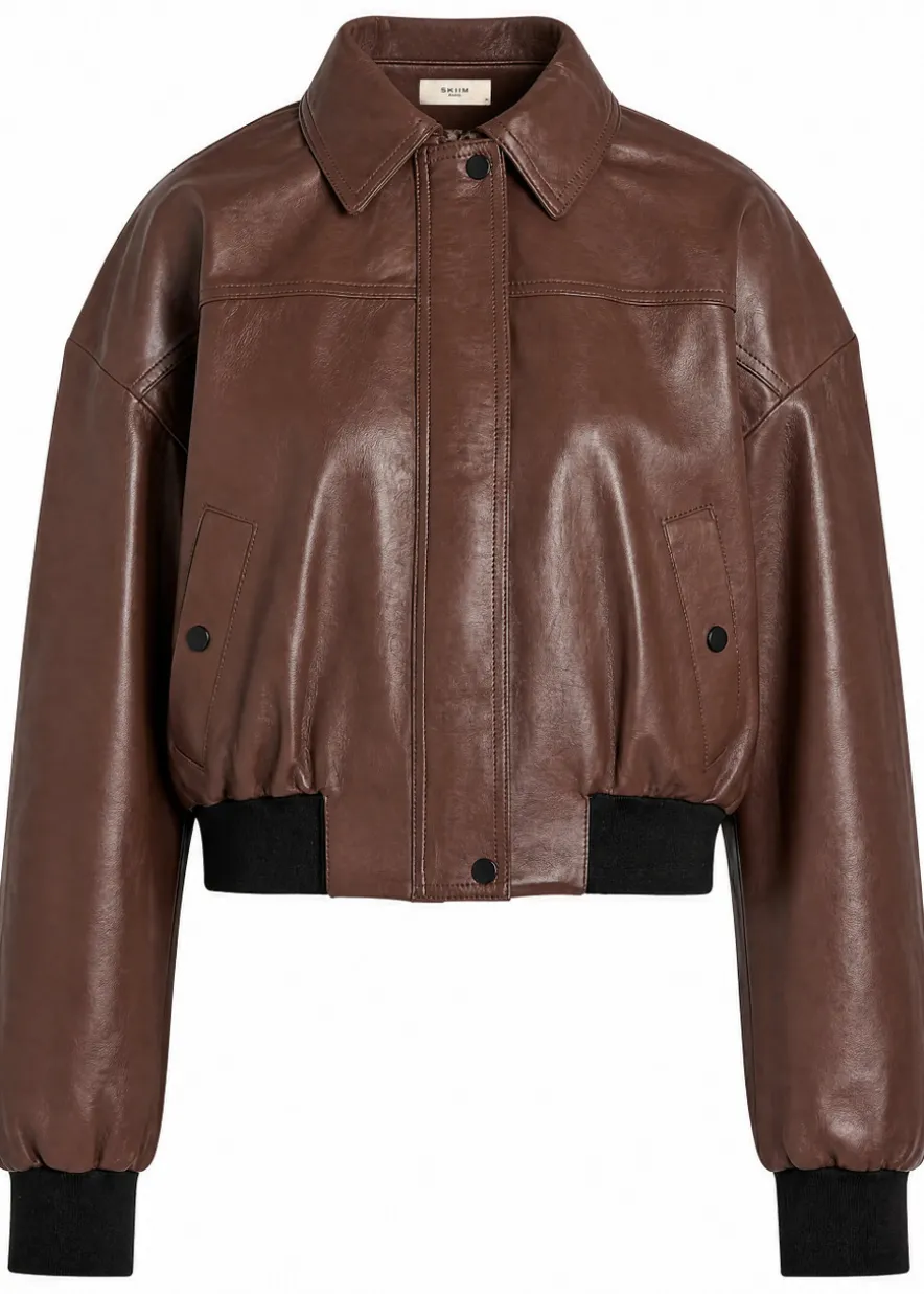 Sarah leather bomber jacket