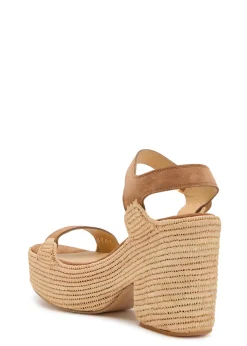 Sardis 100 suede and raffia platform sandals