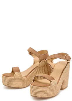 Sardis 100 suede and raffia platform sandals