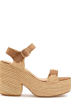 Sardis 100 suede and raffia platform sandals