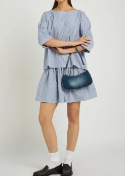 Saria striped cotton-poplin top
