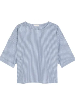 Saria striped cotton-poplin top