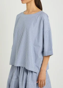 Saria striped cotton-poplin top