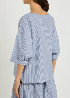 Saria striped cotton-poplin top