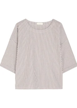Saria striped cotton-poplin top