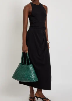 Sarong-effect jersey midi dress