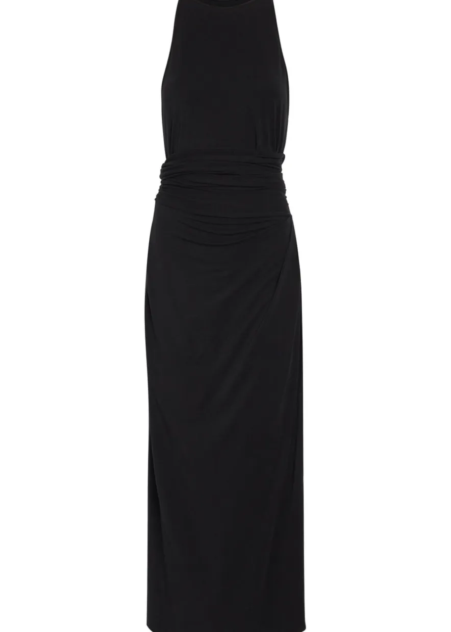 Sarong-effect jersey midi dress